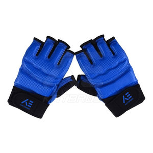 Gants d'entraînement MMA KATBROS antidérapants, demi-doigts, en cuir, avec fermeture auto-agrippante, pour la gym et le sparring, unisexe, bleu - Product Image 1