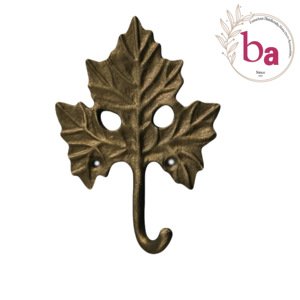 Forest Rustic Maple Leaf Shape Wall Cast Iron <b>Coat</b> & Hat <b>Hooks</b> Hanger Brass Antique & Keychain Hanger - Product Image 2
