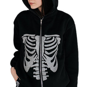 Sudadera con Capucha Casual de Invierno para Mujer 2023, Color Sólido, con Pedrería, Talla Grande, Diseño con Forro, 100% Algodón Felpa, Anti-Pilling, Secado Rápido - Product Image 1