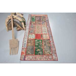 พรมตุรกีโบราณสีเบจ2,8X7ฟุตแบบคลาสสิกผ้าขนสัตว์และเส้นใยเหนียวลายเย็บปะด้านหลังสำหรับวัยรุ่น - Product Image 1