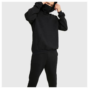 Prix usine méthode de tissage pour sweat à capuche d'hiver couverture de visage pour hommes sweats à capuche en coton personnalisés sweat à capuche de couleur noire - Product Image 1