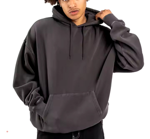 Venta al por mayor 450 GSM barato Unisex Sudadera con capucha de gran tamaño de tela de lana en relieve pantalla personalizada otoño Sudadera con capucha logotipo propio sudaderas con capucha en blanco hombres - Product Image 3
