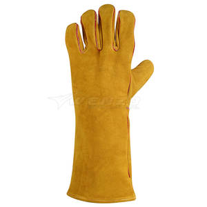 Vêtements de travail de sécurité, gants de soudage en cuir de vachette de haute qualité, résistants, avec doublure en polaire, pouce complet, personnalisables - Product Image 5
