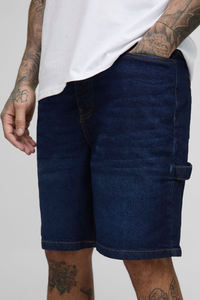 Wholesale Custom Made Streetwear <b>Elastic</b> Waistband Custom Distressed Patchwork Logo Lightweight <b>Denim</b> <b>Shorts</b> For Men - Product Image 5