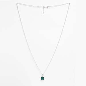 NOVAMART Fine 925 Pure Silver <b>Pendant</b> Necklace for Men & Boys <b>Emerald</b> Cut Diamond Freshwater Pearl Geometric Vintage Style Rhodi - Product Image 4
