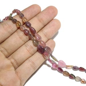 ลูกปัดทัวร์มาลีนเรียบธรรมชาติหลายลูกประมาณรูปไข่ 9 นิ้ว - Product Image 3