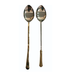 Derniers couverts de qualité supérieure cuillère en laiton manche design martelé pour hôtels manche en bambou de table meilleur prix - Product Image 1