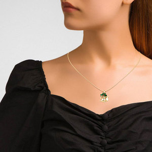 สร้อยคอเงินแท้เจลิยา รูปใบโคลเวอร์สี่แฉก ประดับเพทายและมุก - Product Image 6