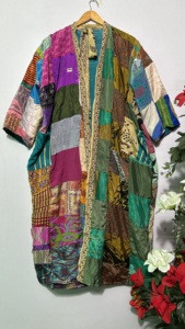 ชุดกิโมโนผ้าไหมยาวของผู้หญิงระบายอากาศได้สำหรับฤดูใบไม้ผลิฤดูร้อนฤดูใบไม้ร่วงฤดูหนาวงานเย็บปะแนววินเทจ - Product Image 5