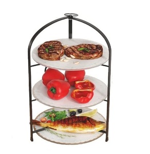 Juego de soportes de Metal para servidor de tartas, Set de 3 soportes de Metal de diamante de cristal para pastel con soporte de servidor superior de vidrio redondeado para pastel - Product Image 4