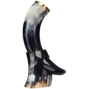 High Quality Real Water Buffalo <b>Drinking</b> Horn Polished Animal Style Horn <b>Stand</b> Brass Molding for Wine <b>Drinking</b> Viking Horn Cup - Product Image 5