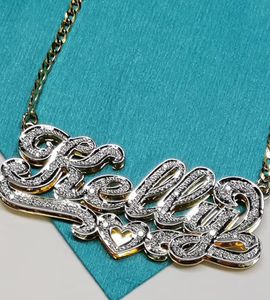 Collier avec nom en diamant Moissanite de forme ronde blanche - Product Image 2