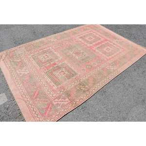 Tapis Turc Vintage 5.5 X 8.5ft Fait à la Main Rose Vert Laine Tabriz Style Patchwork Rectangulaire Couloir Design Latex pour Teen Living - Product Image 2