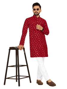 Última colección 2022, ropa de fiesta informal festiva, colores de moda, pijama Kurta de algodón para hombres, compras en línea, atuendo indio - Product Image 3