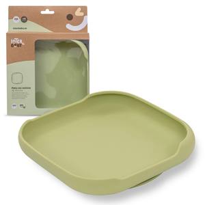 Assiette en silicone vert olive avec ventouse – Accessoires durables pour vaisselle et ustensiles - Product Image 1