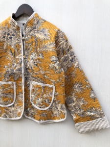Vestes matelassées indiennes faites à la main en coton, style bohème floral, veste d'automne et d'hiver, streetwear, veste matelassée réversible bohème - Product Image 3