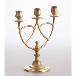 Candélabre à 3 bras en laiton massif de style moderne, orné, en métal poli, pour table, porte-bougie décoratif antique, décoration de mariage et d'événements - Product Image 4