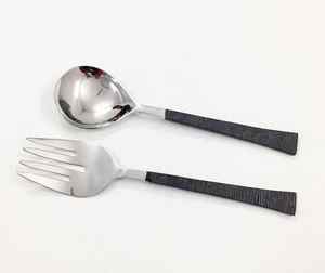 Personalised Salad <b>Serving</b> <b>Spoon</b> Fork Stainless Steel Salad Server Set Wood Resin Handle Silverware Tableware Kitchen Tool - Product Image 6