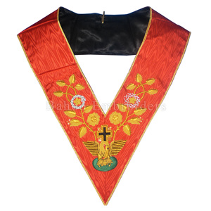 COLLAR MASONIC ROSE CROIX 31ER GRADO DE CINTA MOIRE BLANCA RECORTE DORADO TOTALMENTE A MANO EN AMBOS BORDES - Product Image 6