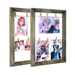 Rustic Solid Wood Brown Collage Clip Picture Frame for Wall Hanging Part of Wood Frames Collection