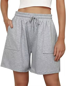 Mayoristas Casual Summer Wear Womens Cotton Jersey Sweat Shorts Loose Athletic Cordón Cintura Running Shorts con bolsillos - Product Image 3