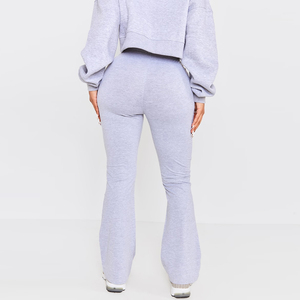 Pantalon évasé de haute qualité avec sweat à capuche ensemble survêtement évasé en coton polaire pour femmes vêtements de rue avec logo sur mesure - Product Image 3