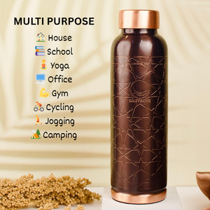 Botella de agua de cobre natural antigua, recipiente de metal Ayurvédico certificado por expertos para una buena salud personalizable - Product Image 6