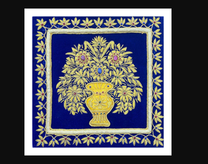 Exquisito trabajo hecho a mano Zari bordado arte elegante colgante de pared para decoración del hogar tela autoadhesiva para sala de estar dormitorio - Product Image 6