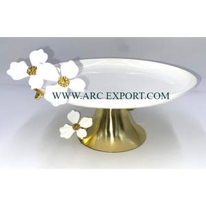 Nouveau dernier design support de bol en métal de couleur blanche décoration de la maison plateau à dessert de table et bol support en or prix de gros - Product Image 1