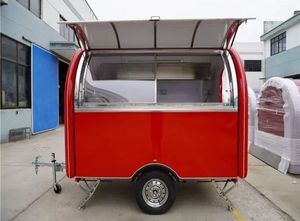 4 Wheel Good Red Design Towable Food Trailer Customized Round Model New with Canopy Snack Food Chips Stainless Steel - Product Image 4