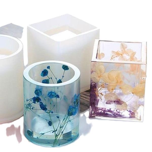 Stylish Epoxy Resin Pencil Holder For Desk Decor Transparent Epoxy Resin <b>Pen</b> Holder With <b>Gold</b> Leaf by tradebit - Product Image 6