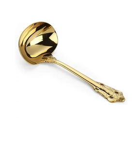 Gold Brass Spoon Tableware Flatware Set Cutlery Spoon <b>Fork</b> Serving Ladle Spoon Top Selling Dinnerware Sets - Product Image 6