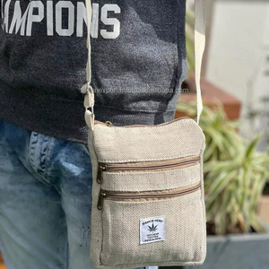 Bolso bandolera de cáñamo natural ecológico con múltiples bolsillos con cremallera, bolso de hombro pequeño hecho a mano para viajes y uso diario - Product Image 2