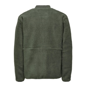 แจ็คเก็ตบอมเบอร์เข้ารูปลำลองสำหรับผู้ชาย, เสื้อโค้ทโอเวอร์โค้ทขนแกะ Sherpa เสื้อเบสบอล - Product Image 1