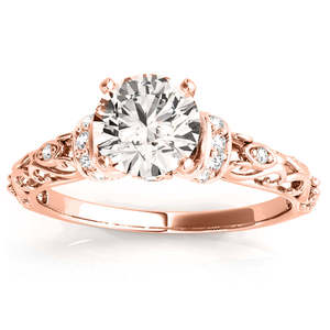 แหวนหมั้นสไตล์โบราณทองคำโรสโกลด์ 14k ประดับเพชร 0.12 กะรัต - Product Image 1