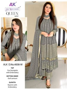 Nouveau 2023 Designer Belle Faux Georgette Broderie Travail Salwar Kameez Avec Dupatta Femmes Mode Exportateur pakistanais salwar - Product Image 6