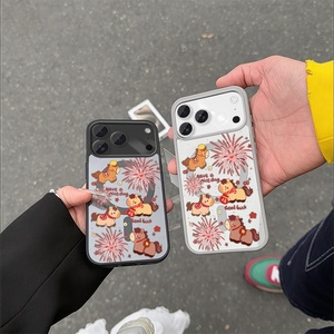 Coque de téléphone magnétique en TPU souple avec motif cheval de dessin animé et fleurs blanches, unisexe, pour iPhone 11 à 17 Pro Max - Product Image 2