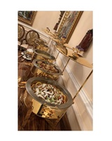 Plat de service en laiton de dernière conception, chauffe-plats de forme ronde de qualité exclusive pour buffet à prix abordable