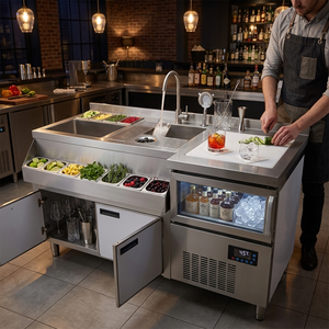 Station de barman pour cocktails professionnelle avec équipement de bar complet, en acier inoxydable 304, station de bar mobile - Product Image 1