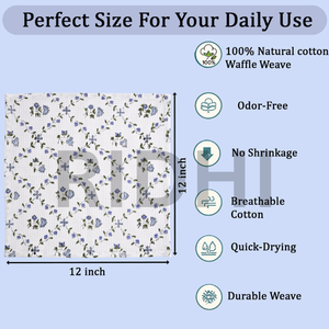 Serviette à vaisselle en coton gaufré bleu poudre Ridhi, fabriquée à la main, imprimée en bloc, séchage rapide, absorbante, douce, écologique, réutilisable, pour la maison - Product Image 3