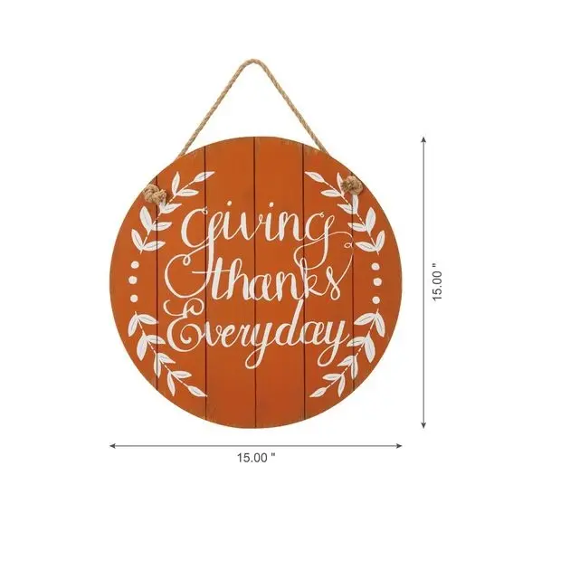 Thanksgiving Wall Hanging Wooden Signs with Sayings Giving Thanks Everyday Rustic Round Fall Harvest Decorative Plaques