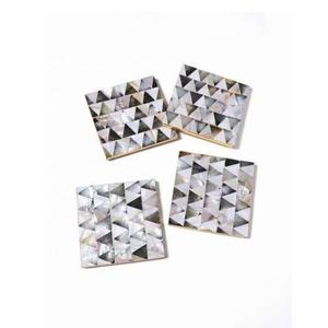 Juego decorativo moderno de 4 posavasos cuadrados en forma de nácar con soporte Técnica de incrustaciones de 10cm para bebidas de café - Product Image 2