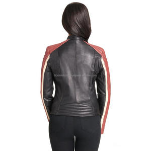 Chaqueta Bomber de piel de vaca para mujer, ropa de invierno personalizada, lona de punto para Moto, transpirable teñida lisa - Product Image 2