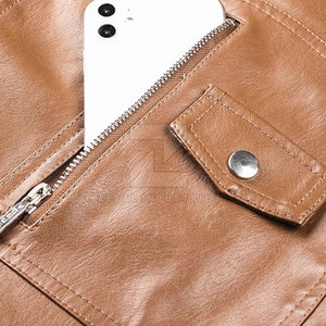 Veste en cuir d'hiver pour usage extérieur, col montant, logo frontal, imperméable, coupe-vent, respirante, écologique, haute qualité, homme - Product Image 5