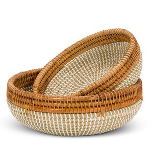 Cuenco de fruta de algas marinas respetuoso con el medio ambiente, cuenco vintage de ratán con borde de ratán, decoración de ratán, tejido a mano de Vietnam - Product Image 5