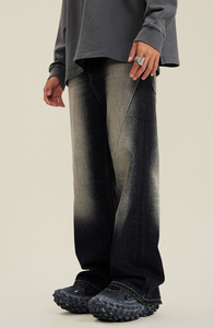 Best-seller Vêtements personnalisés unisexes Jeans droits délavés vintage en détresse Jeans denim effet délavé au soleil pour hommes - Product Image 2