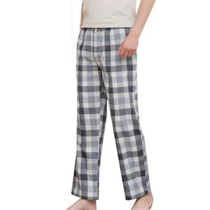 Vente directe d'usine, vêtements de détente pour la maison, pantalon de nuit avec cordon de serrage, coupe décontractée, pantalon de nuit à carreaux pour homme - Product Image 3