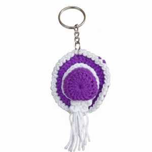 Porte-clés rond en crochet fait main avec pompon – Accessoire élégant pour cheveux et chaînes à pompons - Product Image 2