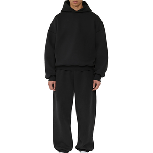 Luxe boxy fit 500gsm poids lourd français éponge sweat à capuche surdimensionné épais coton polaire personnalisé streetwear sweats à capuche courts hommes - Product Image 4