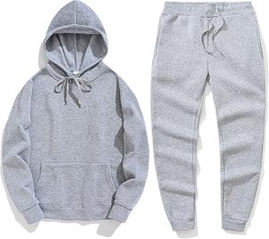 Sweat à capuche gris confortable en polaire avec pantalon de jogging Ensemble de vêtements de sport d'hiver - Product Image 5